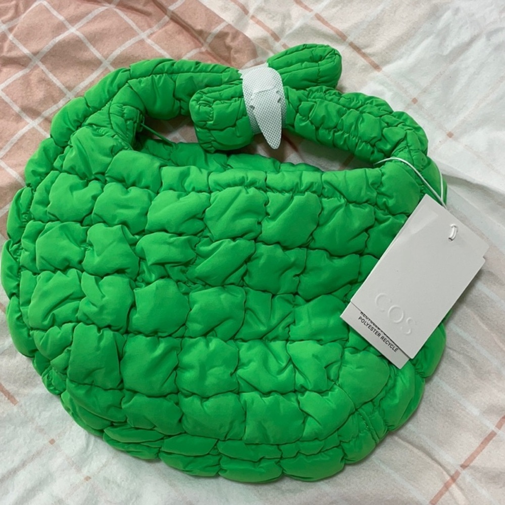 COS beight green mini quilted bag